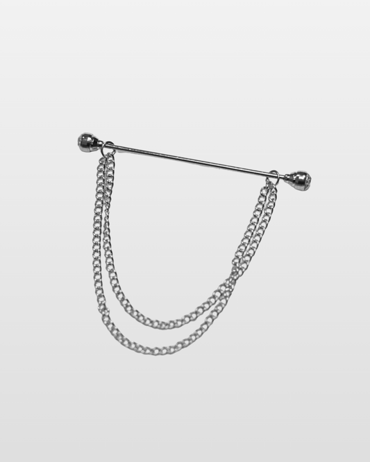 Collar pin with double chain