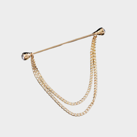 Collar pin with double chain
