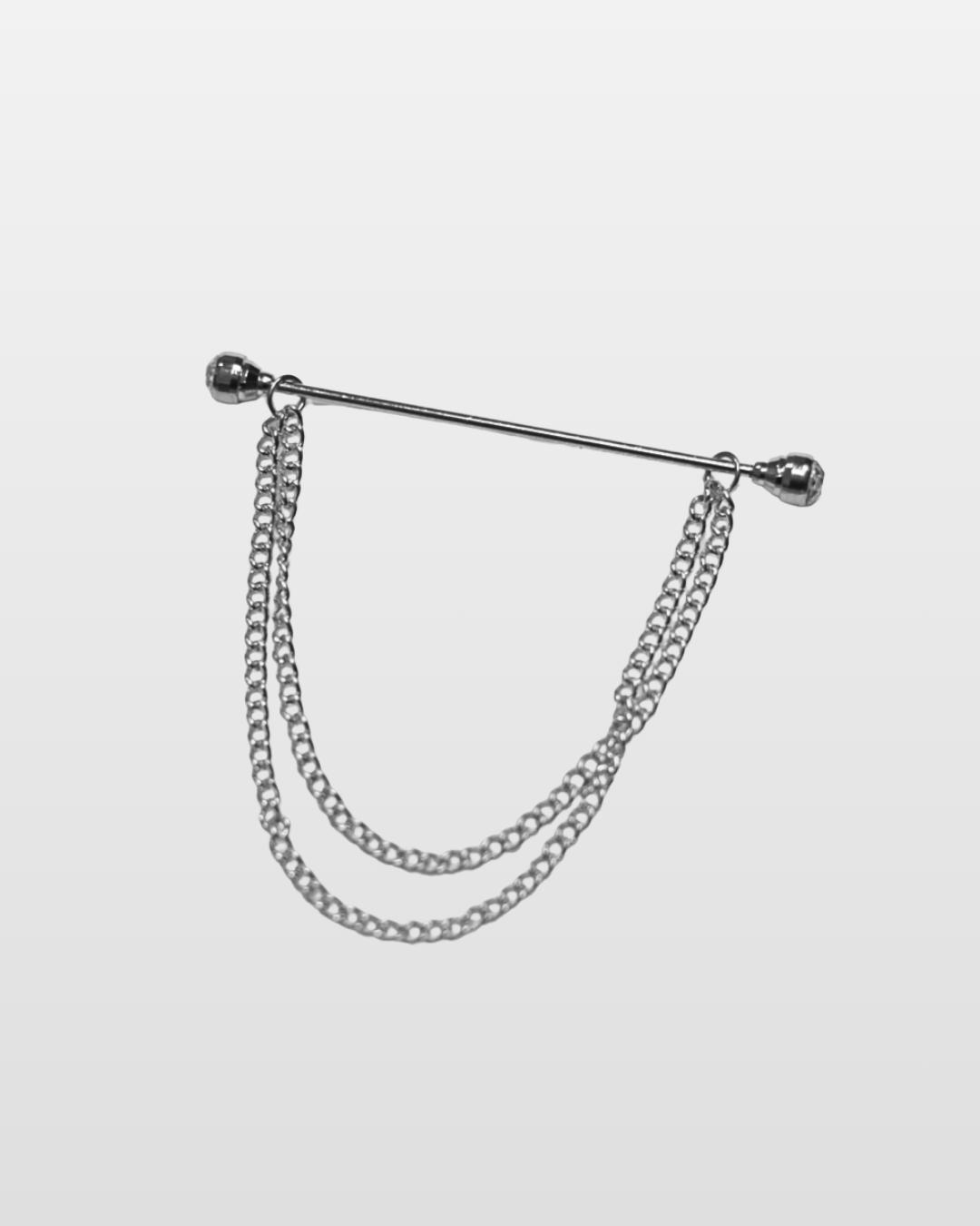 Collar pin with double chain