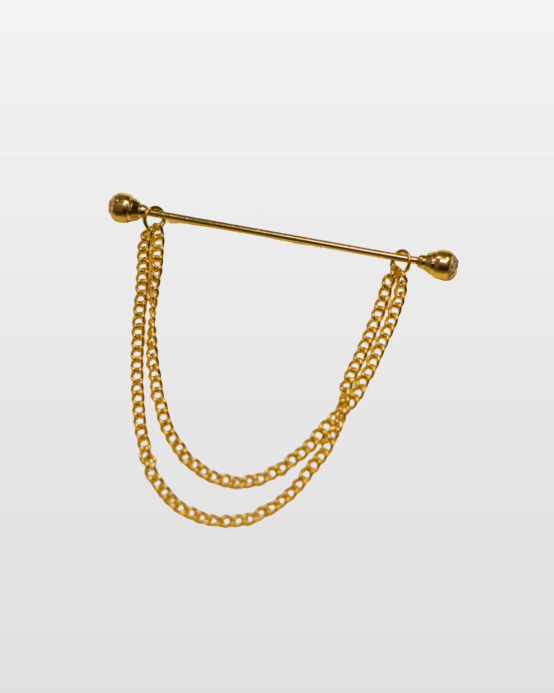 Collar pin with double chain